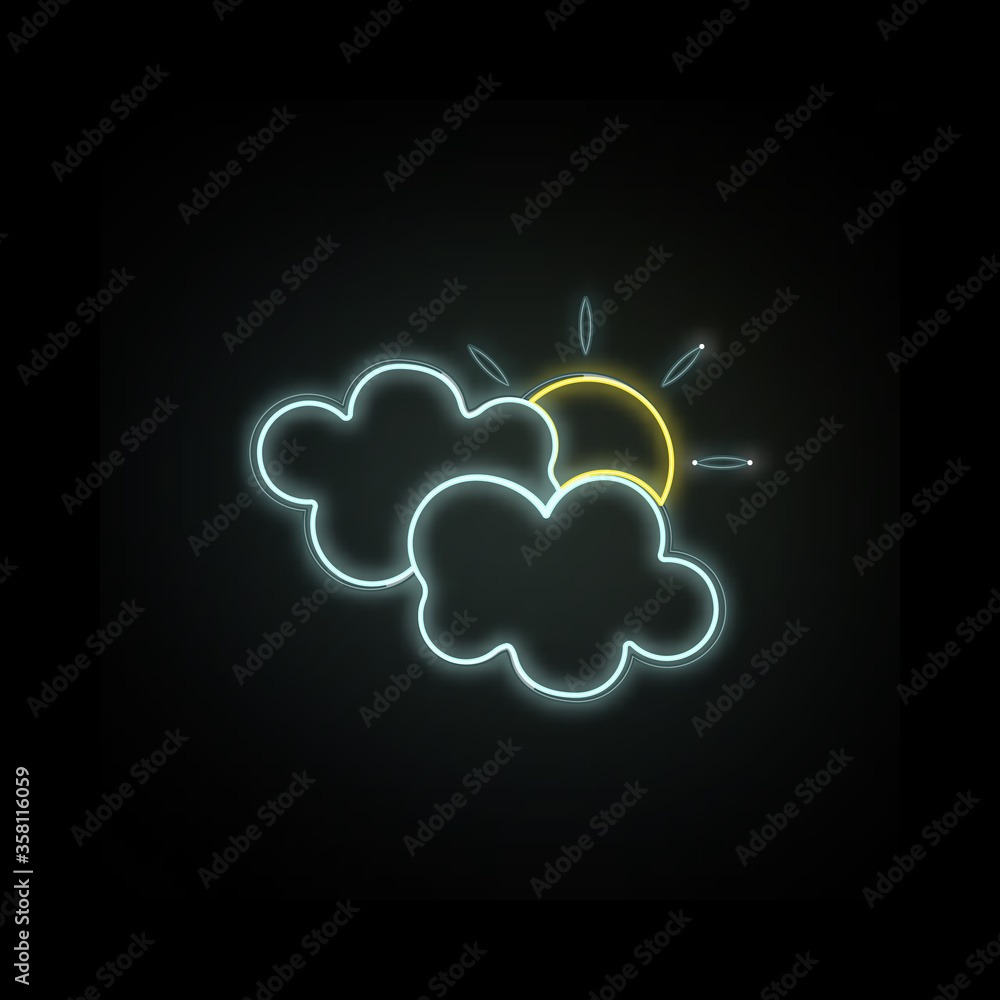 Poster partly cloud colored hand drawn neon icon. simple thin line, outline vector of autumn icons for ui a