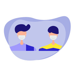 Fototapeta premium men using face mask for covid19 character vector illustration design