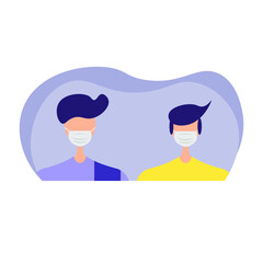 men using face mask for covid19 character vector illustration design