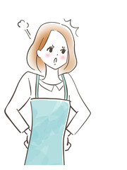 怒って注意する女性/喧嘩する/パステル画/手描き