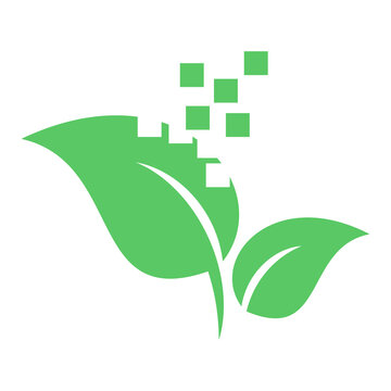 Zwei Blätter, Pflanze und Pixel, Multimedia, Logo