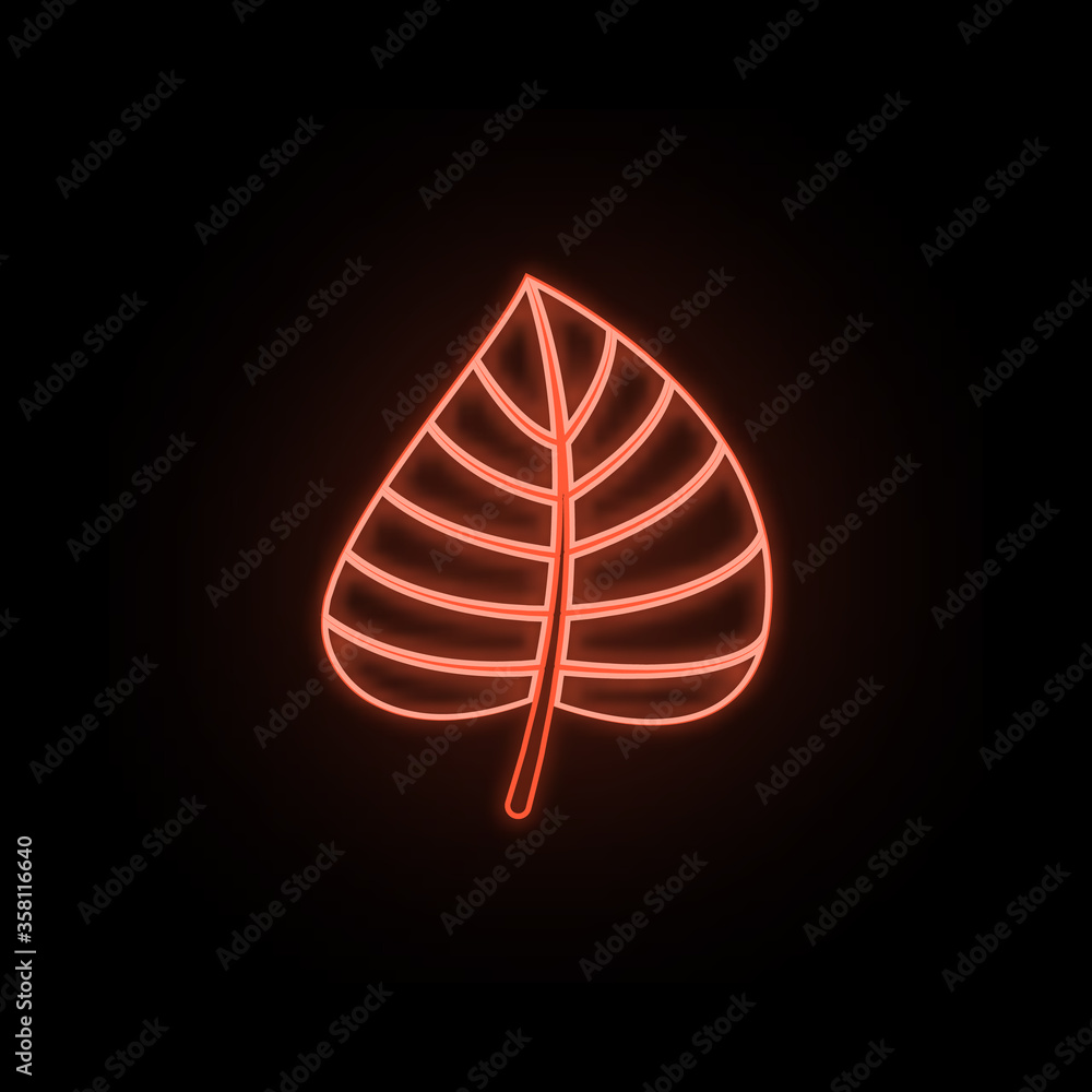 Poster autumn red color leaf neon icon. simple thin line, outline vector of leaf icons for ui and ux, websi