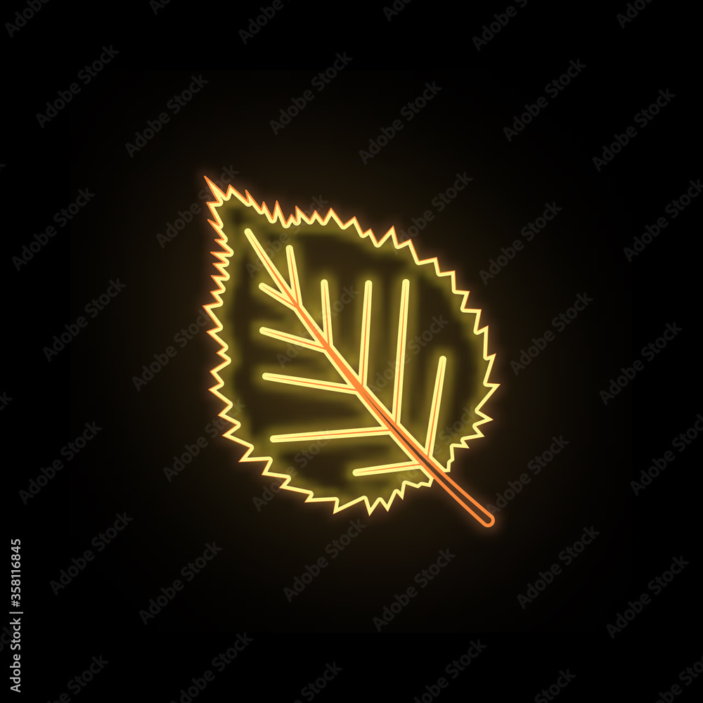 Poster autumn yellow color leaf neon icon. simple thin line, outline vector of leaf icons for ui and ux, we