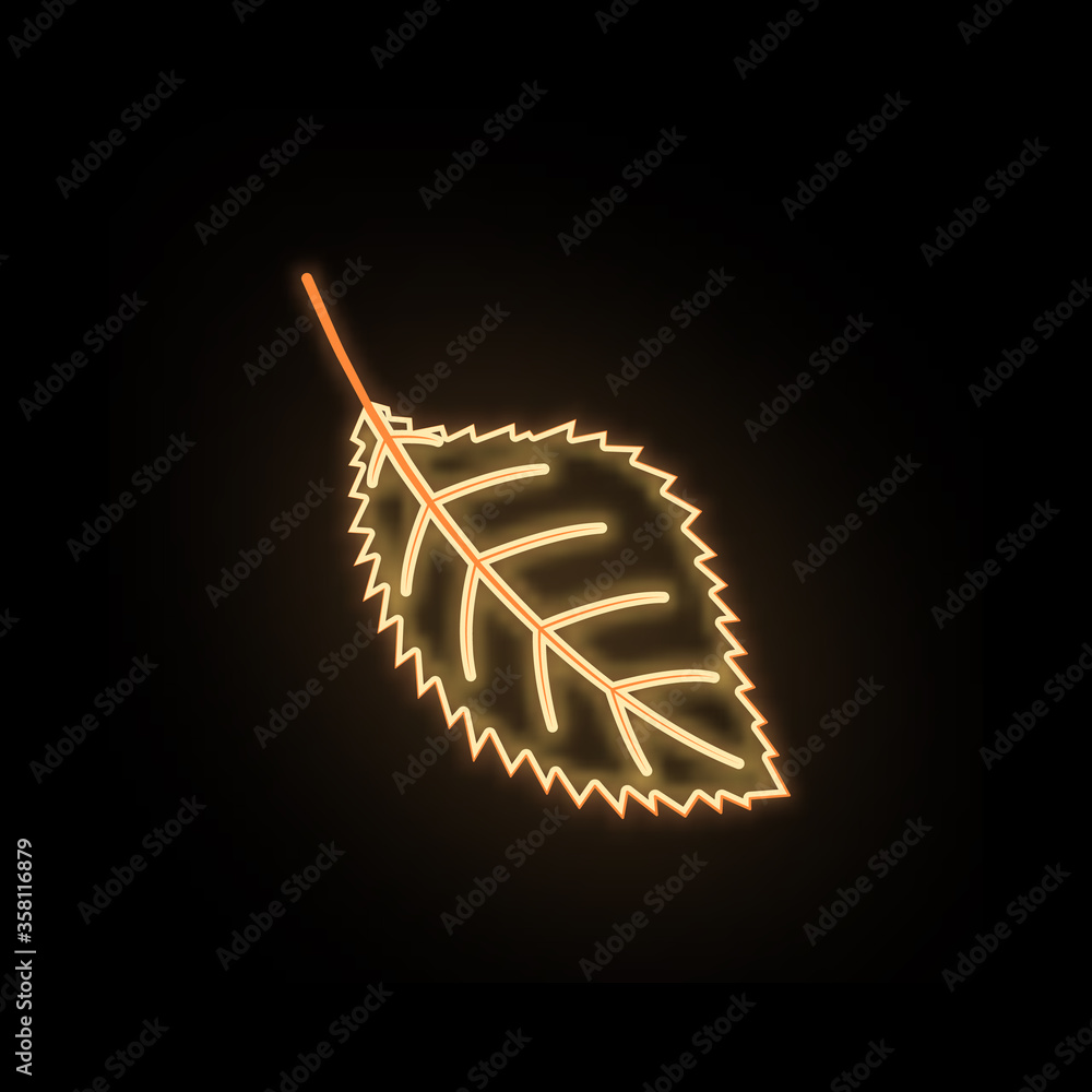 Poster autumn yellow color leaf neon icon. simple thin line, outline vector of leaf icons for ui and ux, we