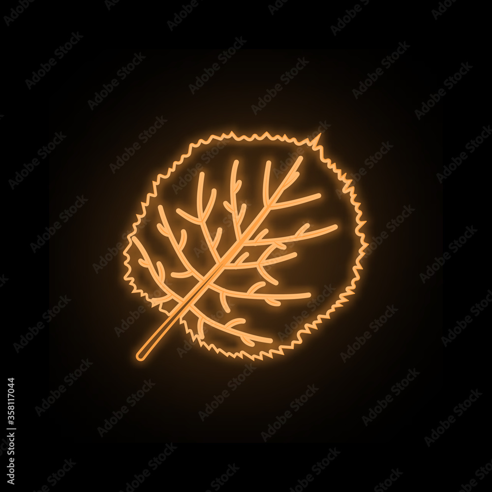 Poster autumn brown color leaf neon icon. simple thin line, outline vector of leaf icons for ui and ux, web