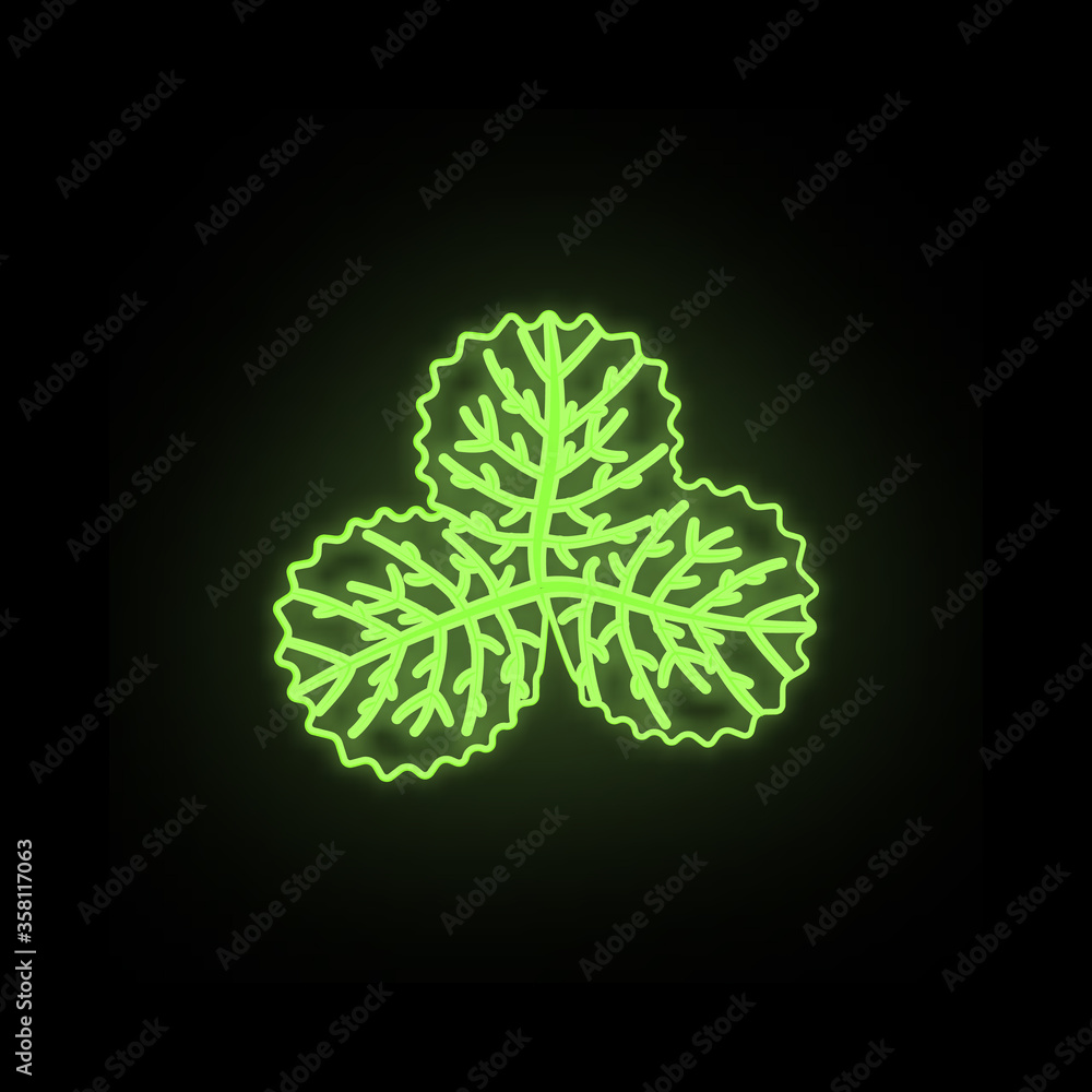 Poster autumn green color leaf neon icon. simple thin line, outline vector of leaf icons for ui and ux, web