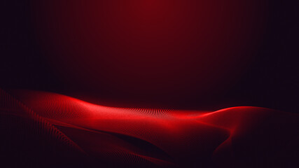 Dot red purple wave line light gradient dark background. Abstract  technology big data digital background. 3d rendering.