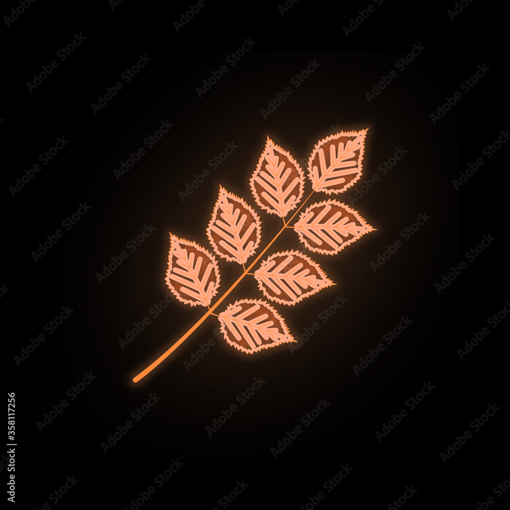Poster autumn orange color leaf neon icon. simple thin line, outline vector of leaf icons for ui and ux, we
