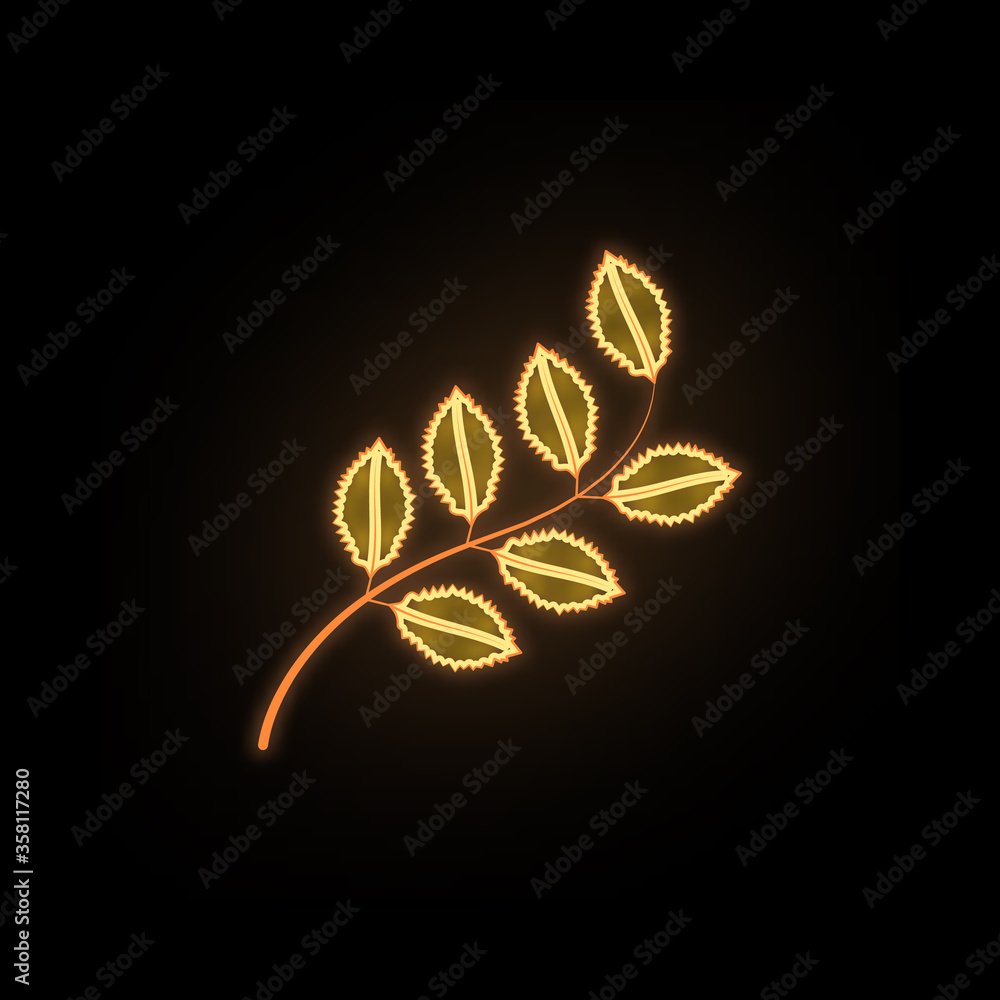 Poster autumn yellow color leaf neon icon. simple thin line, outline vector of leaf icons for ui and ux, we