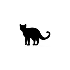 black cat logo template silhouette vector
