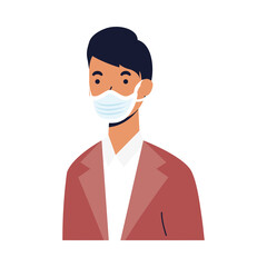Man with medical mask vector design
