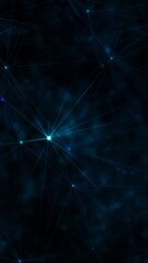 Festive Magic and Divine Blue Glowing Stars Lights and Polygon Lines. Phone Wallpaper Banner 3D Illustration on Black Background