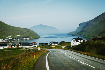 Asphalt road on the Faroe islands