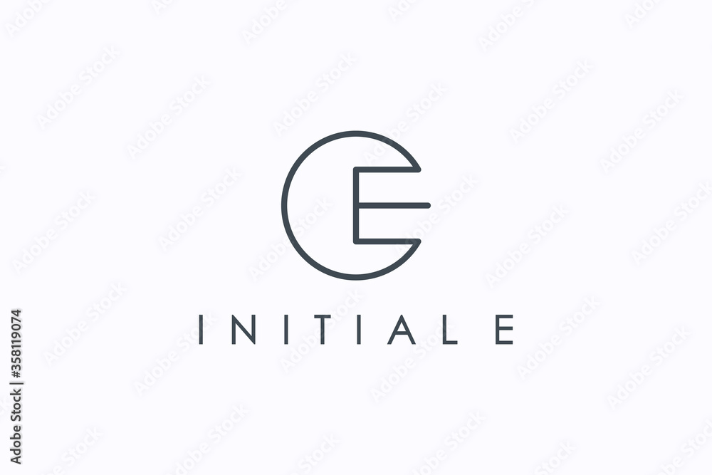 Poster abstract initial letter c and e linked logo. geometric linear style isolated on white background. us