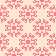 Floral seamless pattern. Pink design on beige background