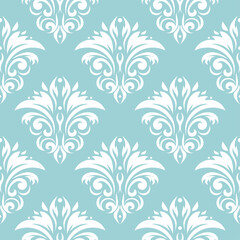 Floral seamless pattern. White design on blue background