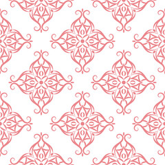 Floral seamless print. Pale pink pattern on white background