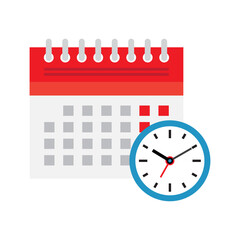 Calendar and clock icon. Schedule, appointment, important date concept. Vector
