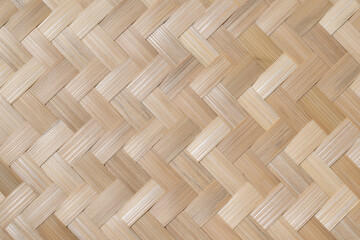 Texture details of bamboo weave for background. Vertical zigzag pattern of Thai wickerwork for furniture made from natural materials.