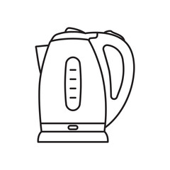 Electric kettle flat isolated on white icon. Vector.