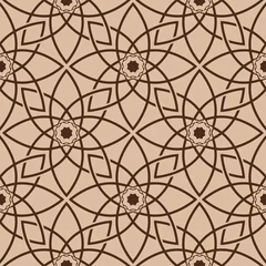 Behang Bruin Beige bruin naadloos Arabisch patroon