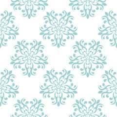 Floral blue seamless pattern on white background. Flowers design