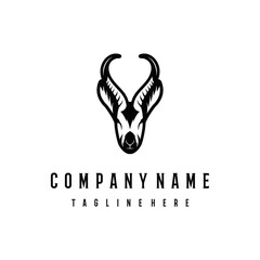 Springbok head logo design template. Awesome a springbok head logo. A springbok line art logotype.