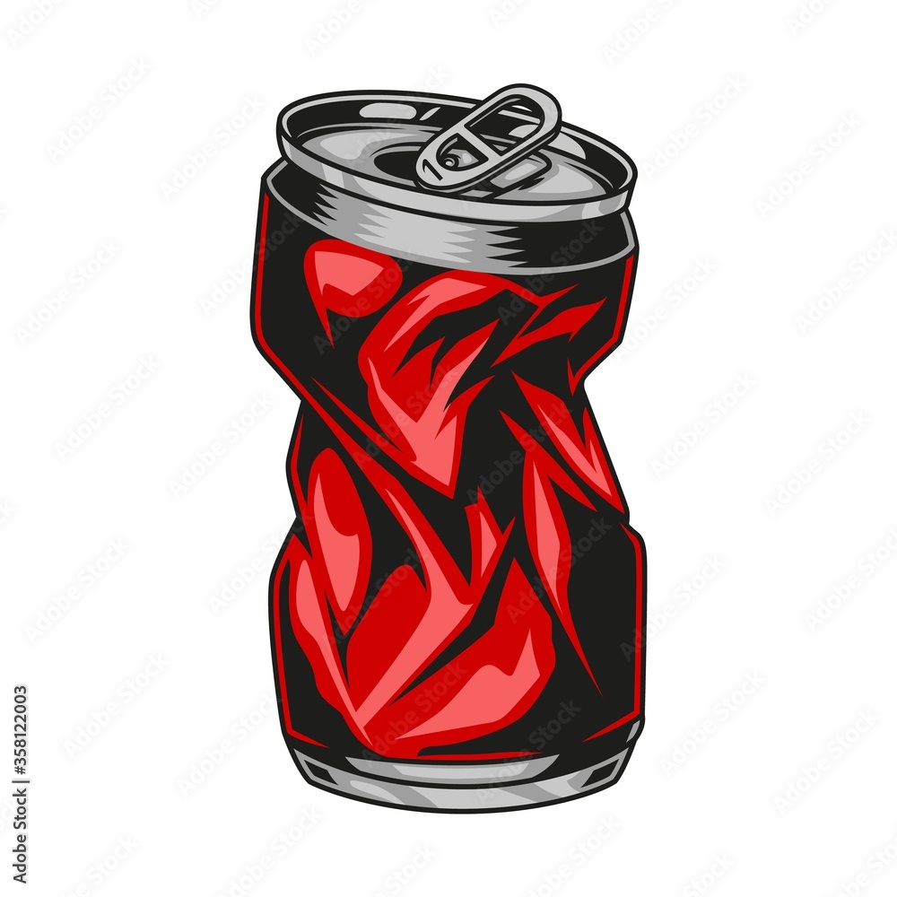 Wall mural crumpled red drink can