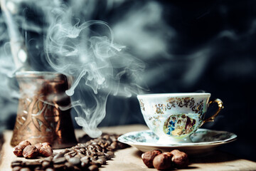 Coffe grains with black background