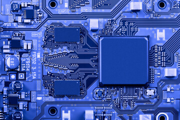 Electronic circuit board close up.