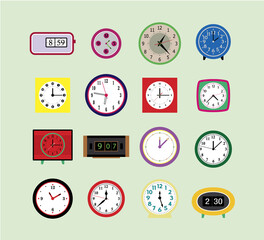 vintage clock vector collection. classic wall clock graphic set.