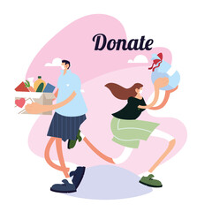 couple delivery of boxes with food