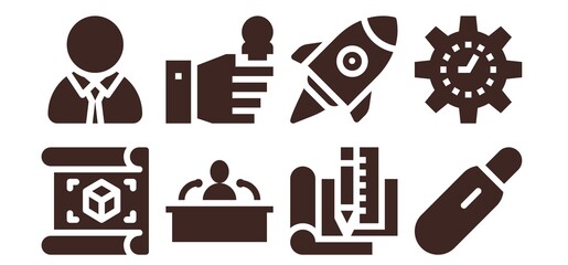 Modern Simple Set of planning Vector filled Icons