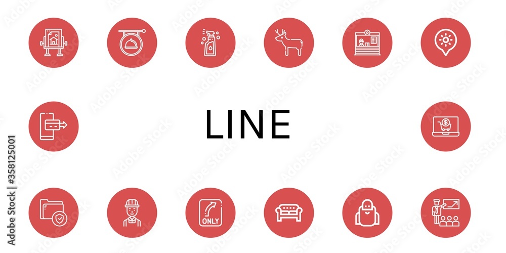 Poster line simple icons set