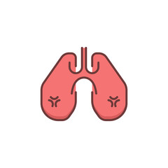 Human lungs vector icon symbol isolated on white background