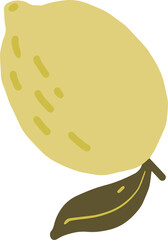 Lemon hand drawn childish clipart isolated on white background.