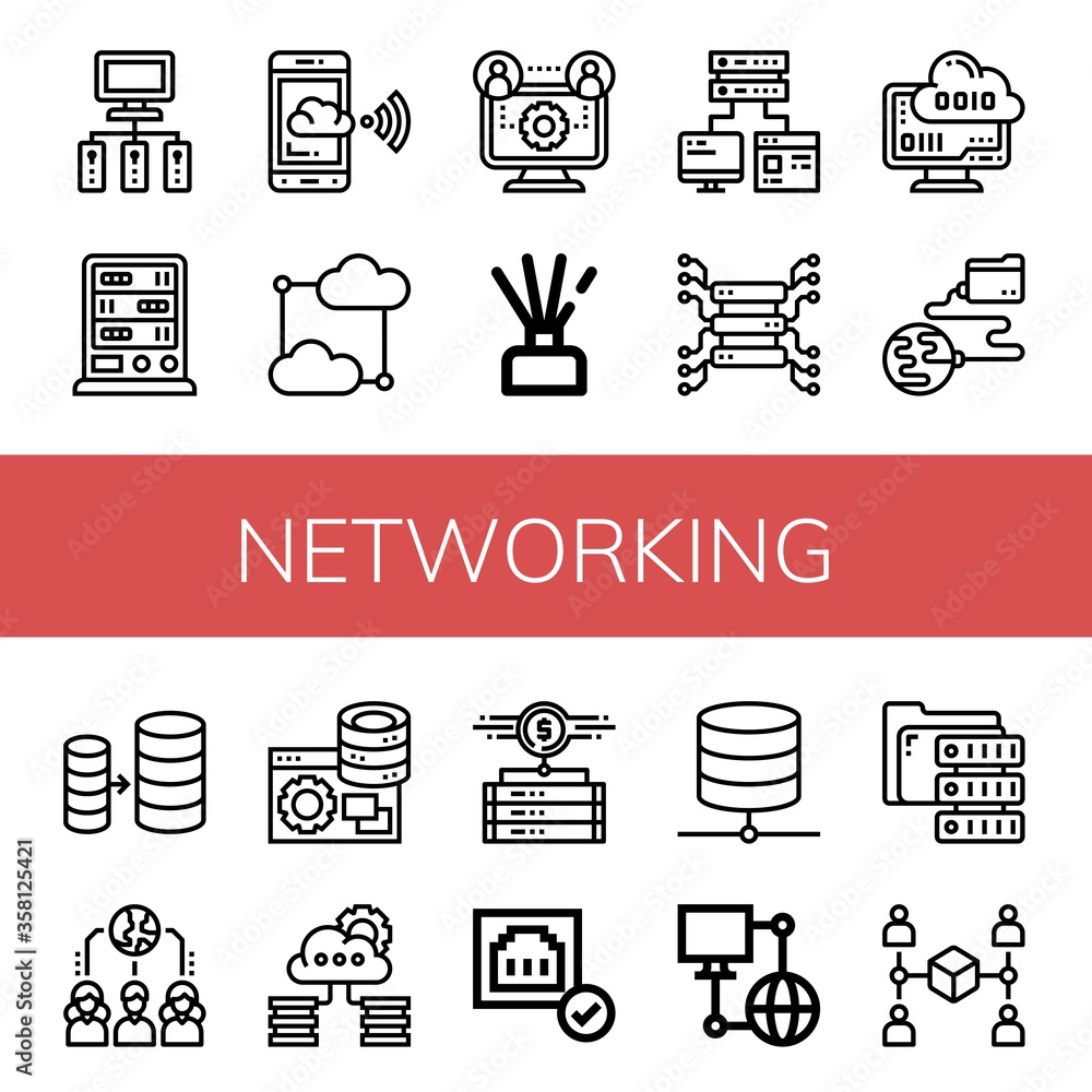Poster networking simple icons set