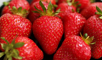 strawberries on a wooden table