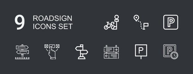 Editable 9 roadsign icons for web and mobile