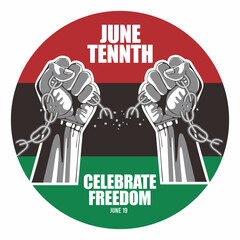 illustration graphic vector of Juneteenth Day, celebration freedom, Chains breaking, emancipation day in 19 june, African-American history and heritage. Poster, greeting card, banner and background.
