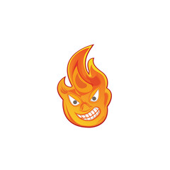 Angry Burn Flame Candle Face, Vector Halloween pumpkin.