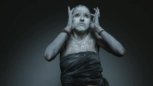 Shamanic dance of young witch.