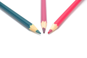 Fototapeta premium Pencils сolored on a white background close up. Drawing, art