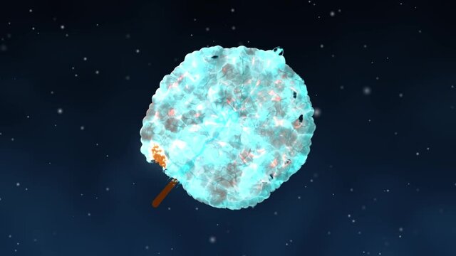 Leaf, autumn, brown freezing animation with falling snowflakes background