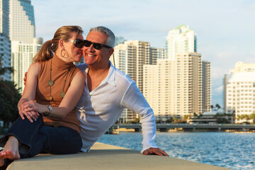 Attractive Couple in Downtown Bay Urban Setting