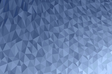 Polygonal dark blue mosaic background. Abstract low poly vector illustration. Triangular pattern in halftone style. Template geometric business design with triangle for poster, banner, card, flyer.