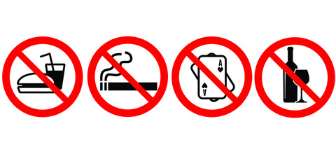 no food,no smoke,no drink sign and symbols
