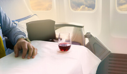 Airplane cabin interior view