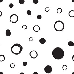 Circles seamless pattern. Random doodle dots texture background. Hand drawn design.