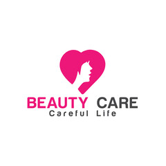 Beauty Care vector Logo, illustration of a woman icon